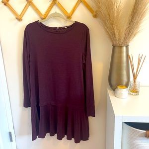 Maroon drop waisted dress, size Large from the LOFT.